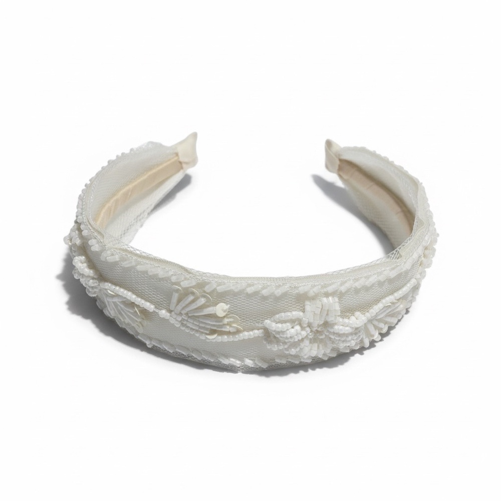 Ivory Headband Bridal Party Beaded Tulle Pearl Sequins NWT Alter’d State crown